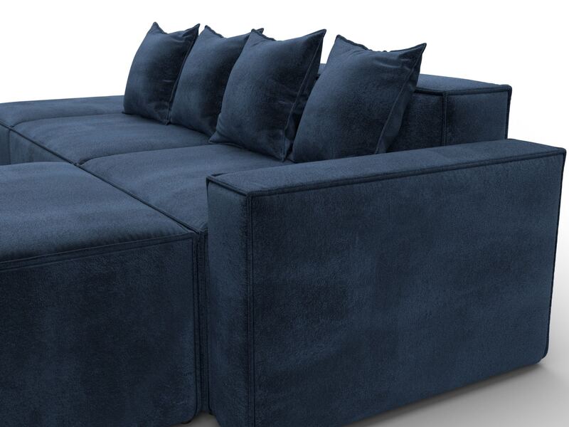Диван угловой модульный Лига-063 угол правый, Велюр, TOWER 13 синий