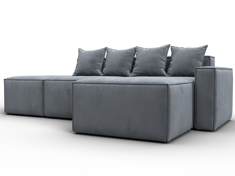 Диван угловой модульный Лига-063 угол правый, Велюр, TOWER 10 серый