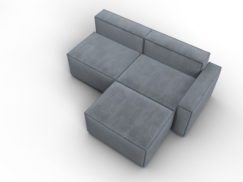 Диван угловой модульный Лига-063 угол правый, Велюр, TOWER 10 серый