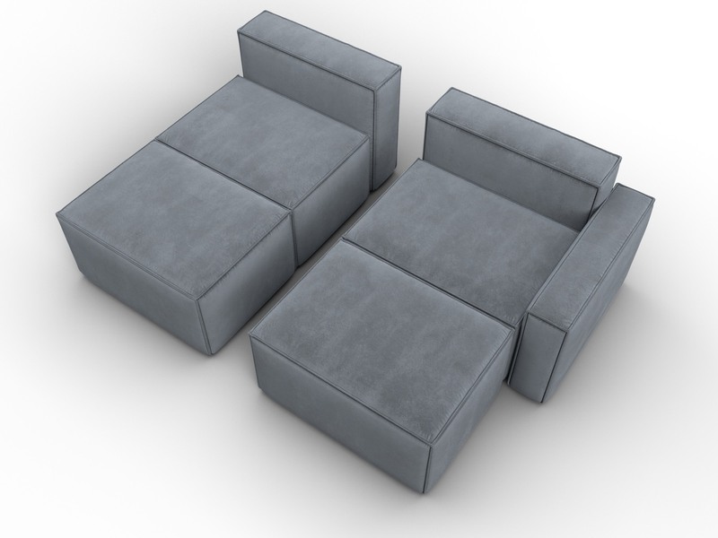 Диван угловой модульный Лига-063 угол правый, Велюр, TOWER 10 серый