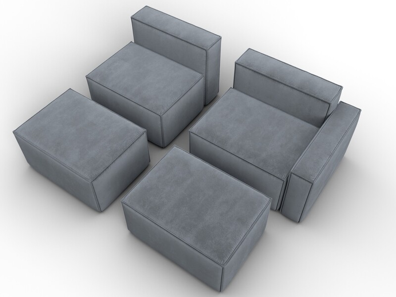 Диван угловой модульный Лига-063 угол правый, Велюр, TOWER 10 серый