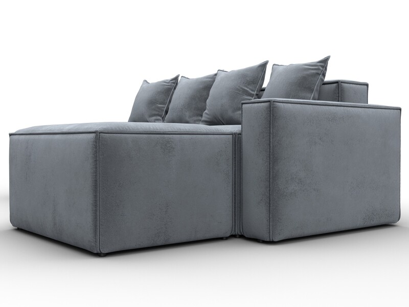 Диван угловой модульный Лига-063 угол правый, Велюр, TOWER 10 серый