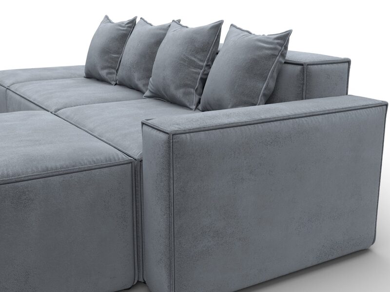 Диван угловой модульный Лига-063 угол правый, Велюр, TOWER 10 серый