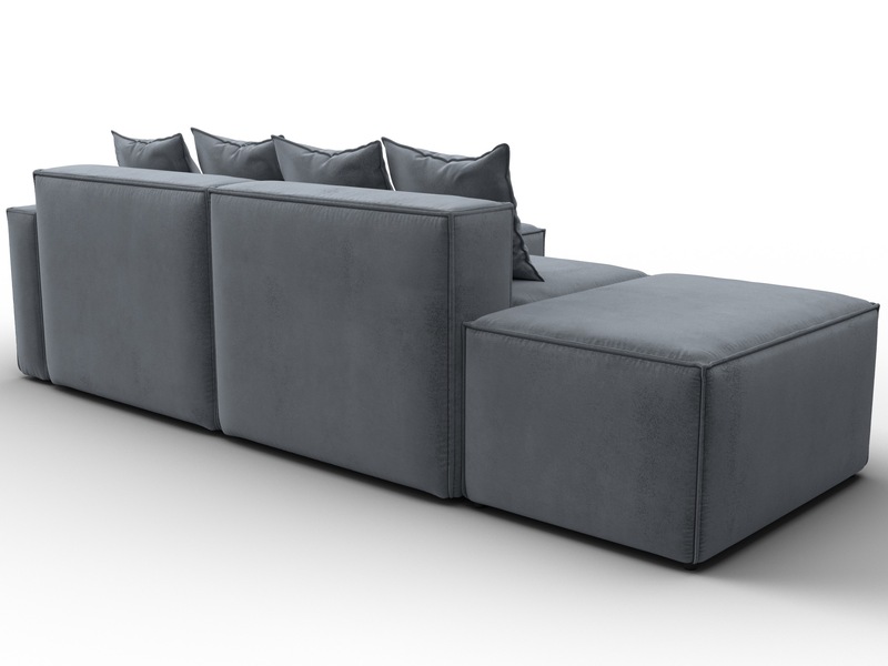 Диван угловой модульный Лига-063 угол правый, Велюр, TOWER 10 серый