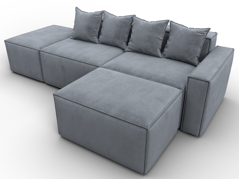 Диван угловой модульный Лига-063 угол правый, Велюр, TOWER 10 серый