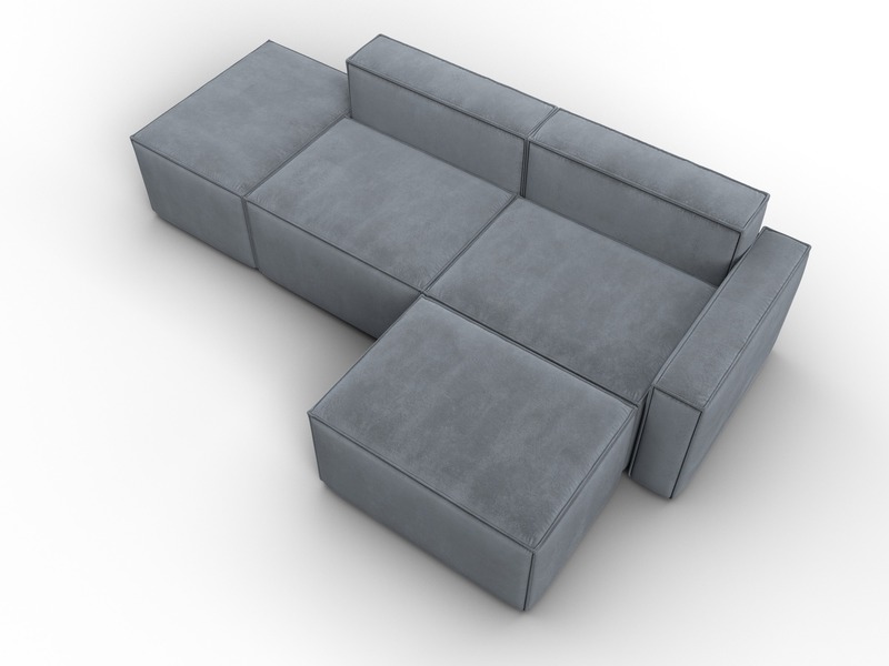 Диван угловой модульный Лига-063 угол правый, Велюр, TOWER 10 серый