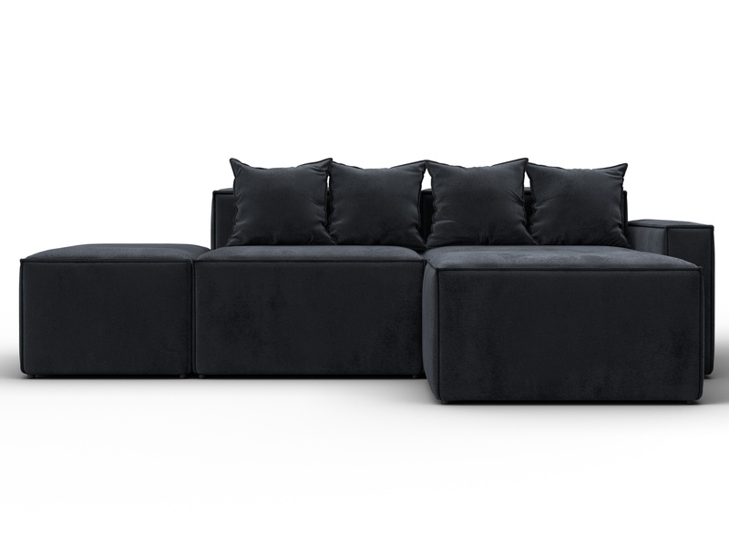 Диван угловой модульный Лига-063 угол правый, Велюр, TOWER 11 темно-серый