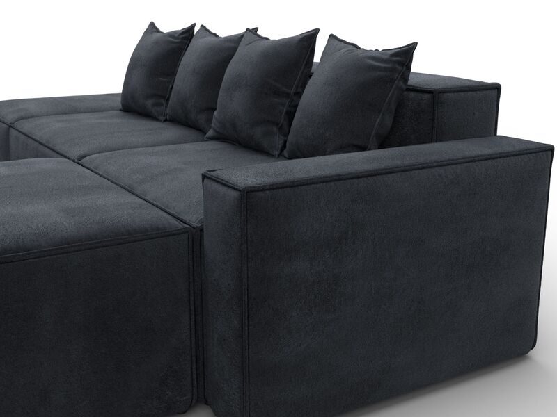 Диван угловой модульный Лига-063 угол правый, Велюр, TOWER 11 темно-серый