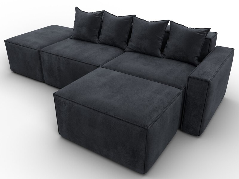 Диван угловой модульный Лига-063 угол правый, Велюр, TOWER 11 темно-серый