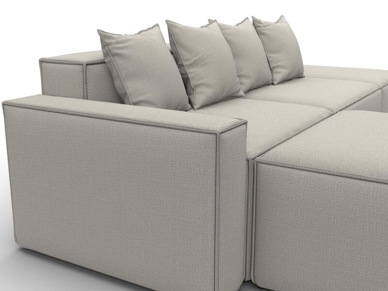 Диван угловой модульный Лига-063 угол левый, Рогожка, Амур 02 бежевый