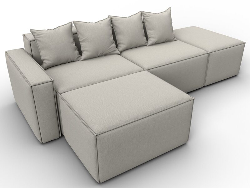 Диван угловой модульный Лига-063 угол левый, Рогожка, Амур 02 бежевый