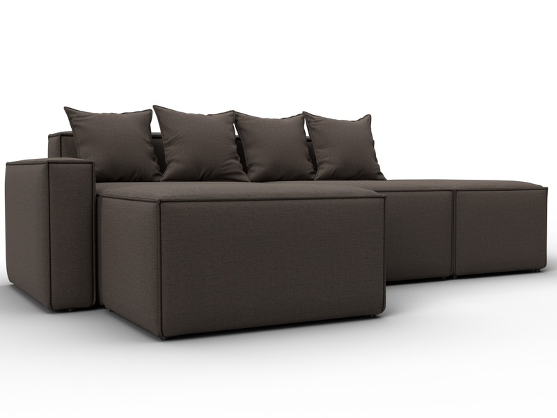 Диван угловой модульный Лига-063 угол левый, Рогожка, Амур 05 коричневый