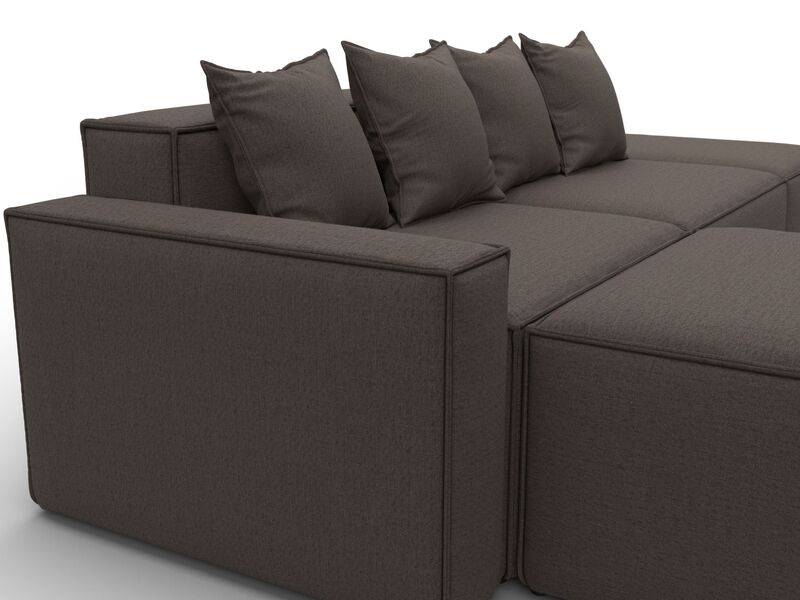 Диван угловой модульный Лига-063 угол левый, Рогожка, Амур 05 коричневый