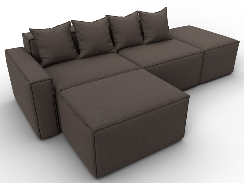 Диван угловой модульный Лига-063 угол левый, Рогожка, Амур 05 коричневый