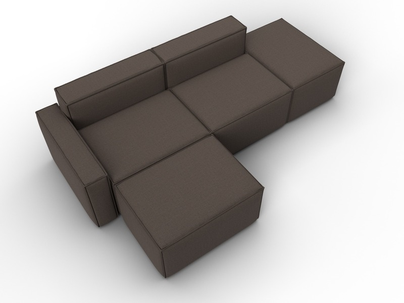 Диван угловой модульный Лига-063 угол левый, Рогожка, Амур 05 коричневый