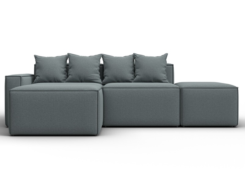 Диван угловой модульный Лига-063 угол левый, Рогожка, Амур 07 серый