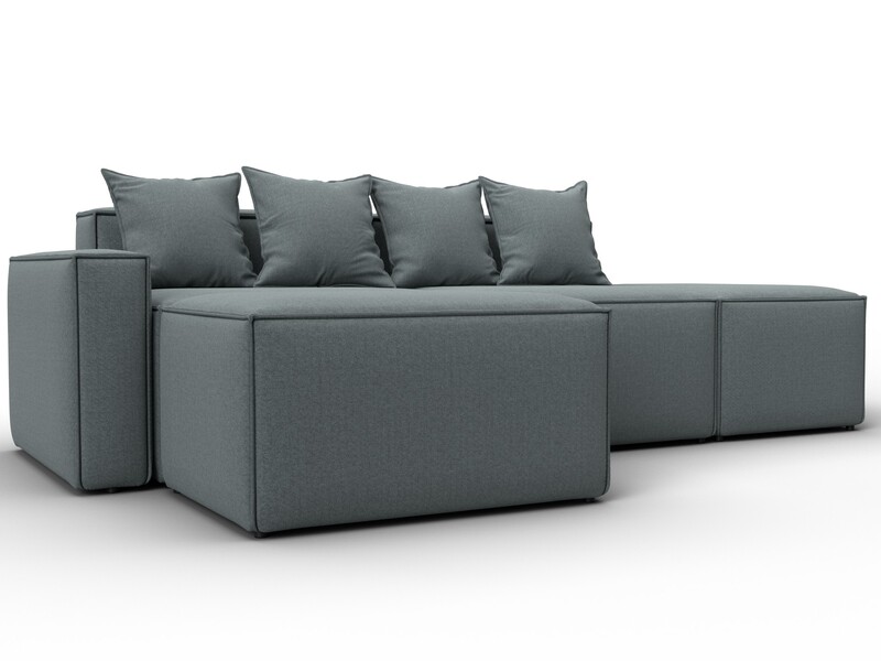 Диван угловой модульный Лига-063 угол левый, Рогожка, Амур 07 серый