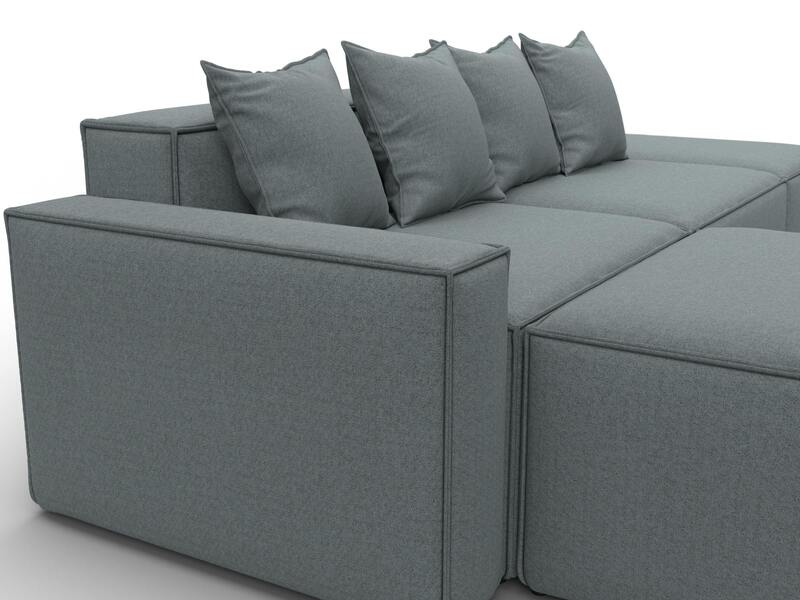 Диван угловой модульный Лига-063 угол левый, Рогожка, Амур 07 серый