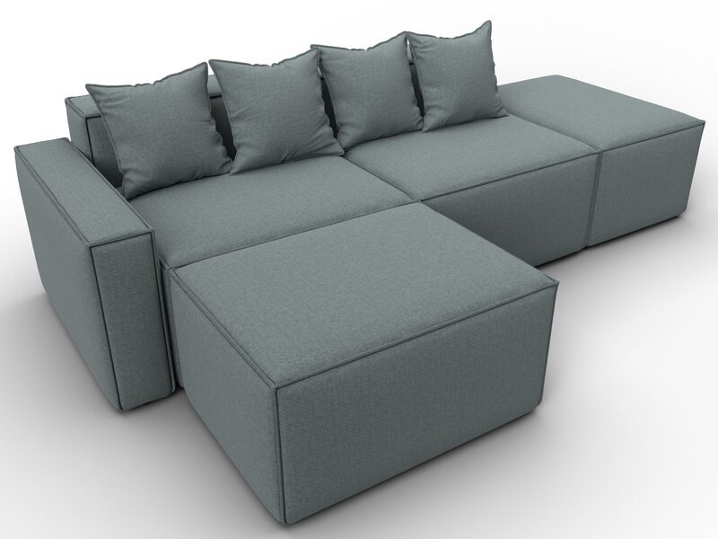 Диван угловой модульный Лига-063 угол левый, Рогожка, Амур 07 серый