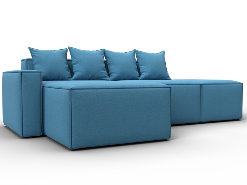 Диван угловой модульный Лига-063 угол левый, Рогожка, Амур 10 голубой