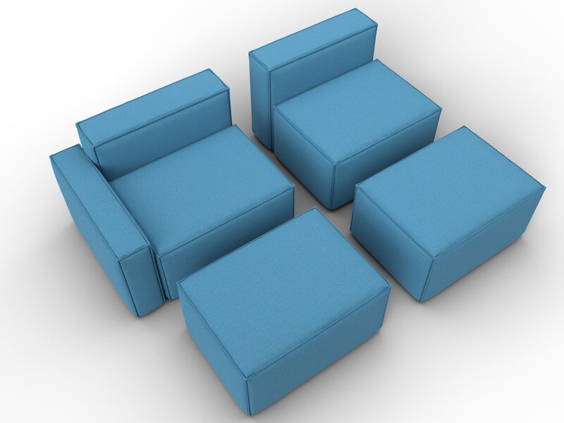 Диван угловой модульный Лига-063 угол левый, Рогожка, Амур 10 голубой