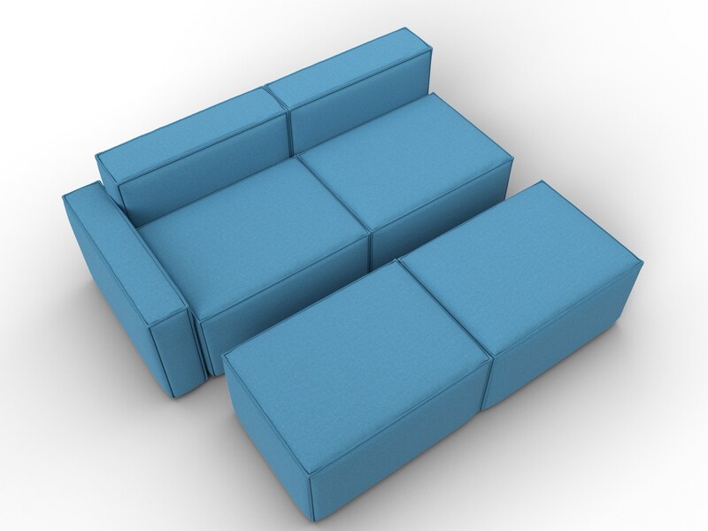 Диван угловой модульный Лига-063 угол левый, Рогожка, Амур 10 голубой