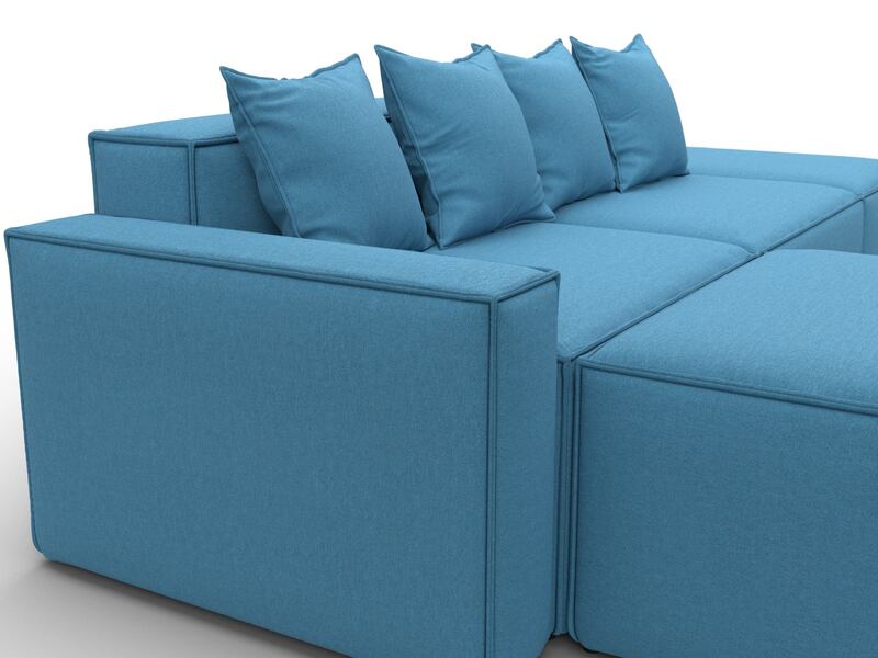 Диван угловой модульный Лига-063 угол левый, Рогожка, Амур 10 голубой