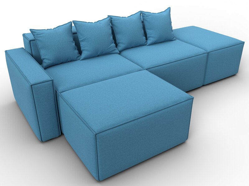 Диван угловой модульный Лига-063 угол левый, Рогожка, Амур 10 голубой