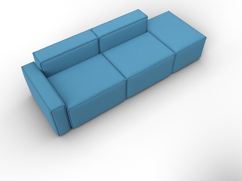 Диван угловой модульный Лига-063 угол левый, Рогожка, Амур 10 голубой