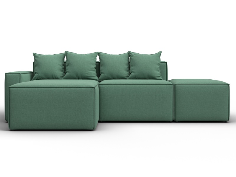 Диван угловой модульный Лига-063 угол левый, Рогожка, Амур 11 зеленый