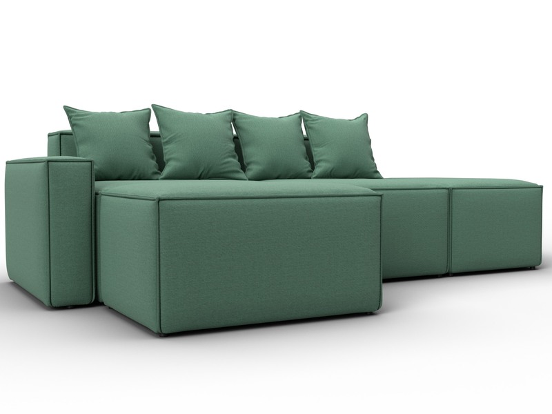 Диван угловой модульный Лига-063 угол левый, Рогожка, Амур 11 зеленый