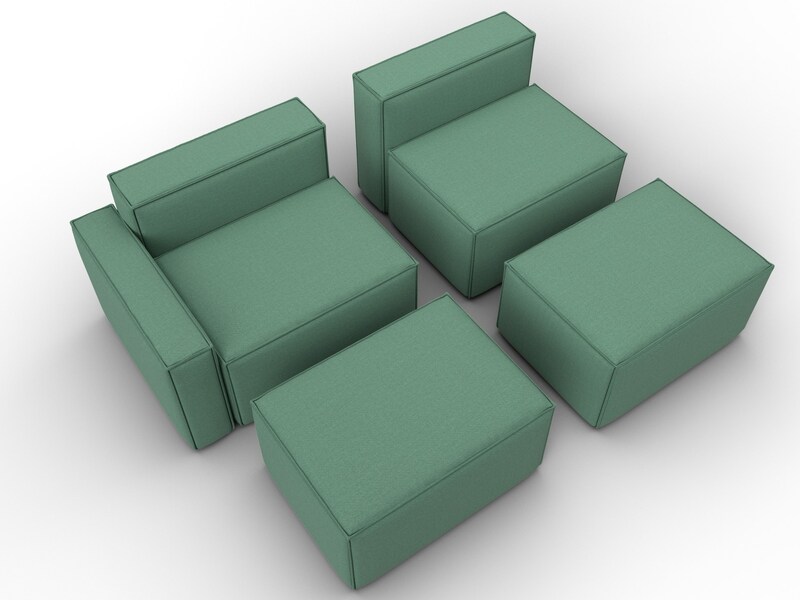 Диван угловой модульный Лига-063 угол левый, Рогожка, Амур 11 зеленый