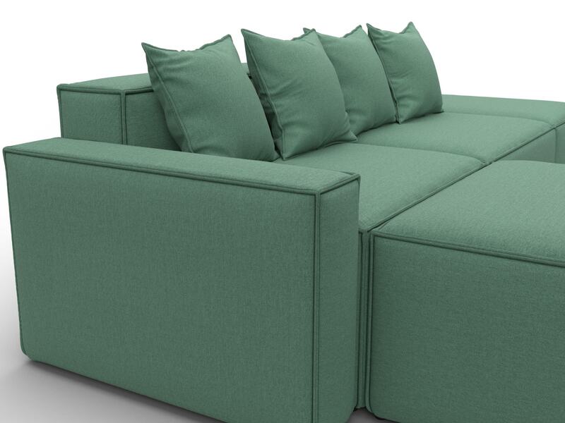 Диван угловой модульный Лига-063 угол левый, Рогожка, Амур 11 зеленый