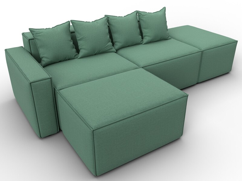 Диван угловой модульный Лига-063 угол левый, Рогожка, Амур 11 зеленый
