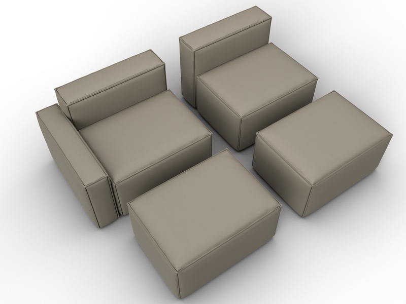 Диван угловой модульный Лига-063 угол левый, Экокожа, GRIFON 04 бежевый