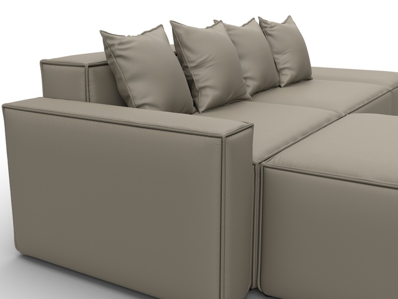 Диван угловой модульный Лига-063 угол левый, Экокожа, GRIFON 04 бежевый