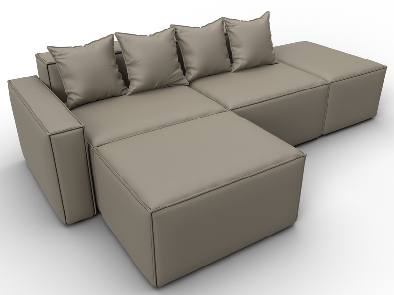 Диван угловой модульный Лига-063 угол левый, Экокожа, GRIFON 04 бежевый