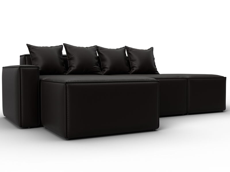 Диван угловой модульный Лига-063 угол левый, Экокожа, GRIFON 12 коричневый