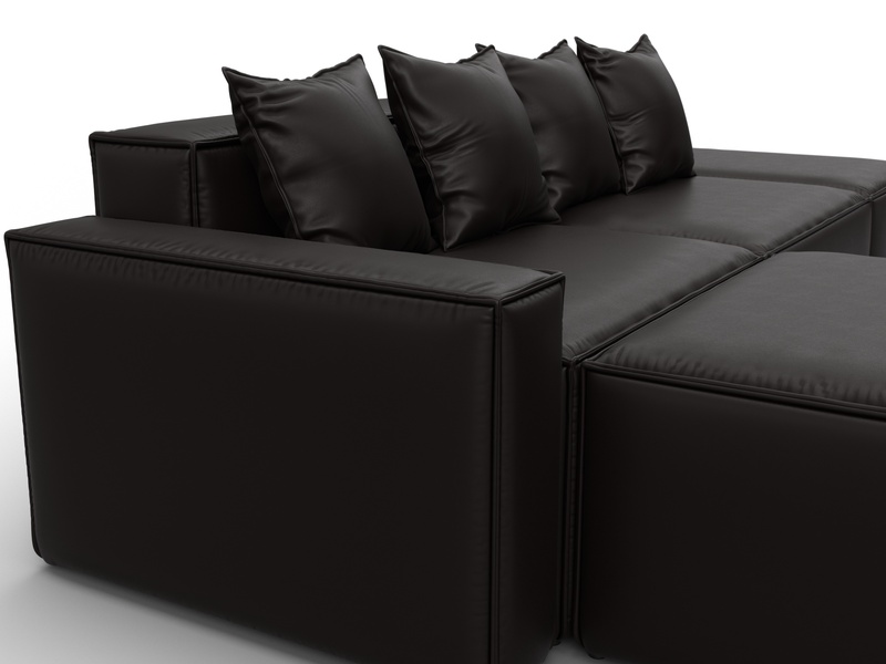 Диван угловой модульный Лига-063 угол левый, Экокожа, GRIFON 12 коричневый