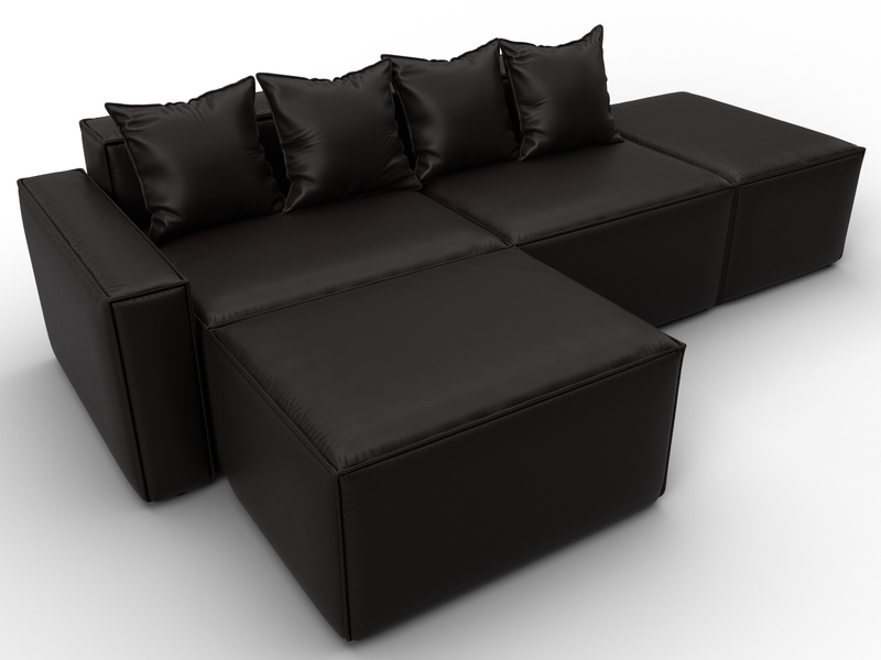 Диван угловой модульный Лига-063 угол левый, Экокожа, GRIFON 12 коричневый