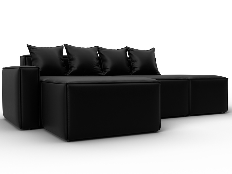 Диван угловой модульный Лига-063 угол левый, Экокожа, GRIFON 18 черный