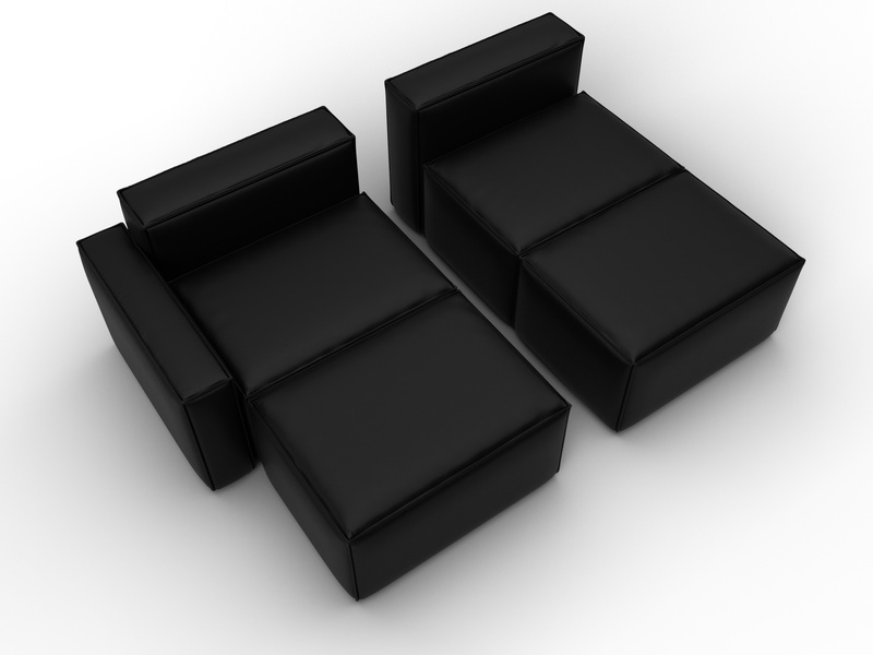 Диван угловой модульный Лига-063 угол левый, Экокожа, GRIFON 18 черный