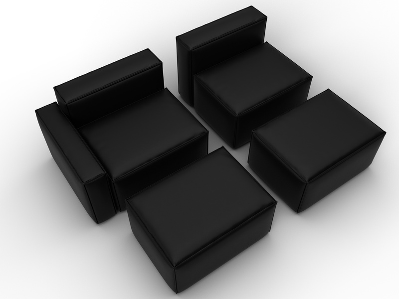 Диван угловой модульный Лига-063 угол левый, Экокожа, GRIFON 18 черный