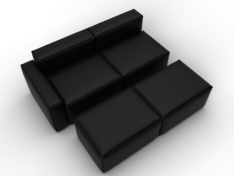 Диван угловой модульный Лига-063 угол левый, Экокожа, GRIFON 18 черный