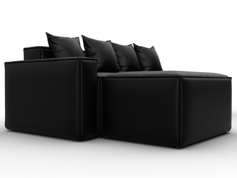 Диван угловой модульный Лига-063 угол левый, Экокожа, GRIFON 18 черный