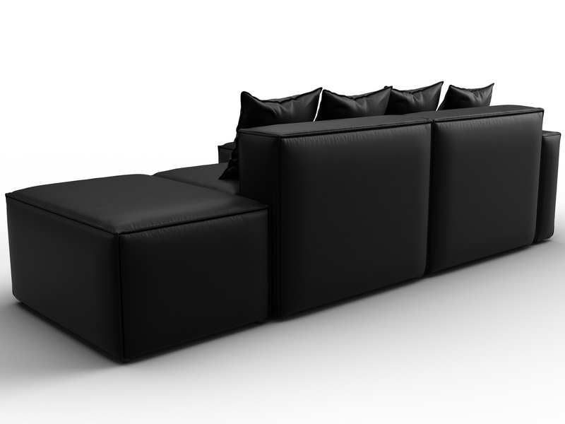 Диван угловой модульный Лига-063 угол левый, Экокожа, GRIFON 18 черный