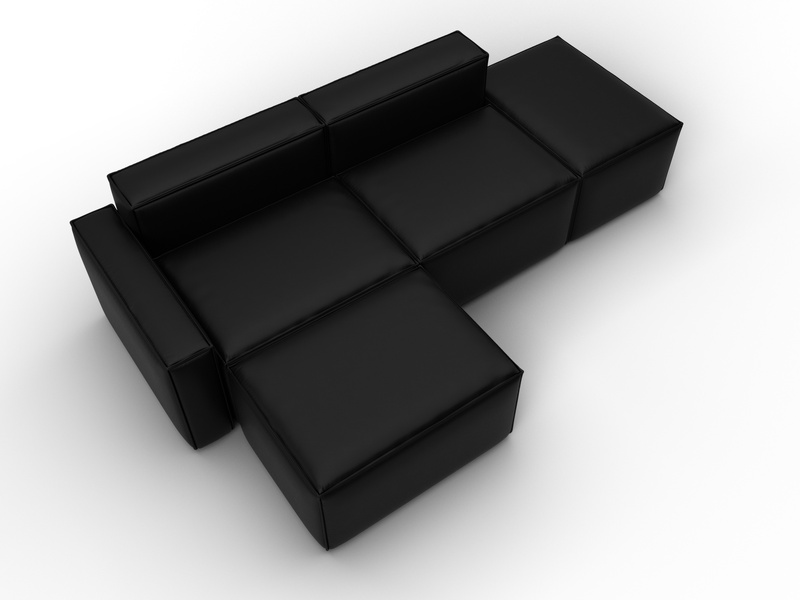 Диван угловой модульный Лига-063 угол левый, Экокожа, GRIFON 18 черный