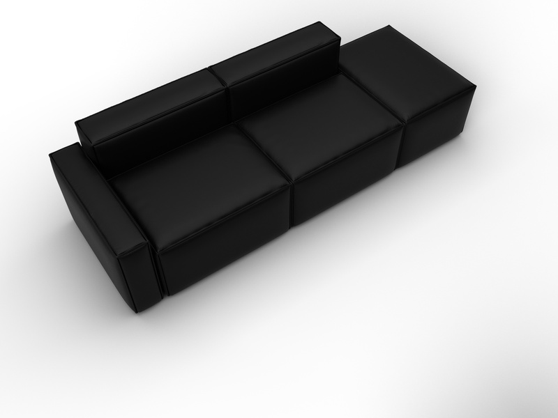 Диван угловой модульный Лига-063 угол левый, Экокожа, GRIFON 18 черный