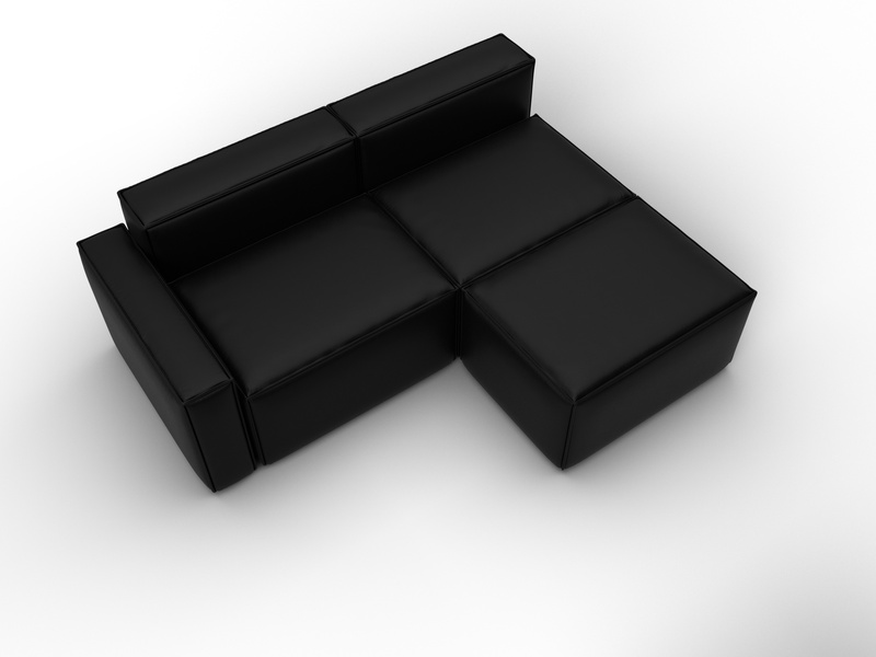 Диван угловой модульный Лига-063 угол левый, Экокожа, GRIFON 18 черный