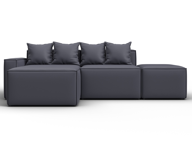 Диван угловой модульный Лига-063 угол левый, Экокожа, GRIFON 15 серый